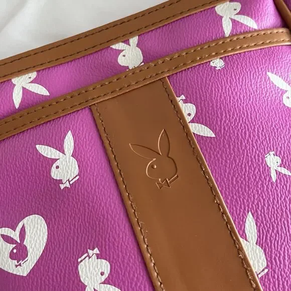 Playboy Y2K Monogram Shoulder Bag Baby Pink & White Rare Adjustable Strap - Picture 3 of 10